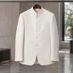 Quincy Men's Structured Stand Collar Blazer - White - Clothing > Blazers > Stand Collar Blazers - Brondals - Image 2
