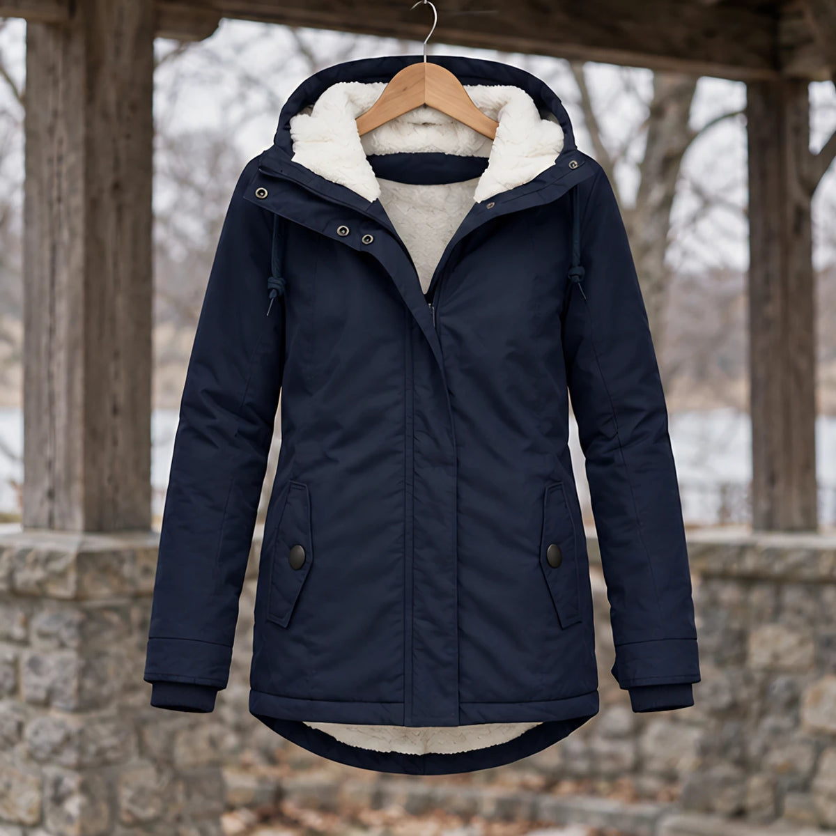 Rafaela Women's Sherpa Lined Parka - Navy - ai-processed - Brondals - Image 3