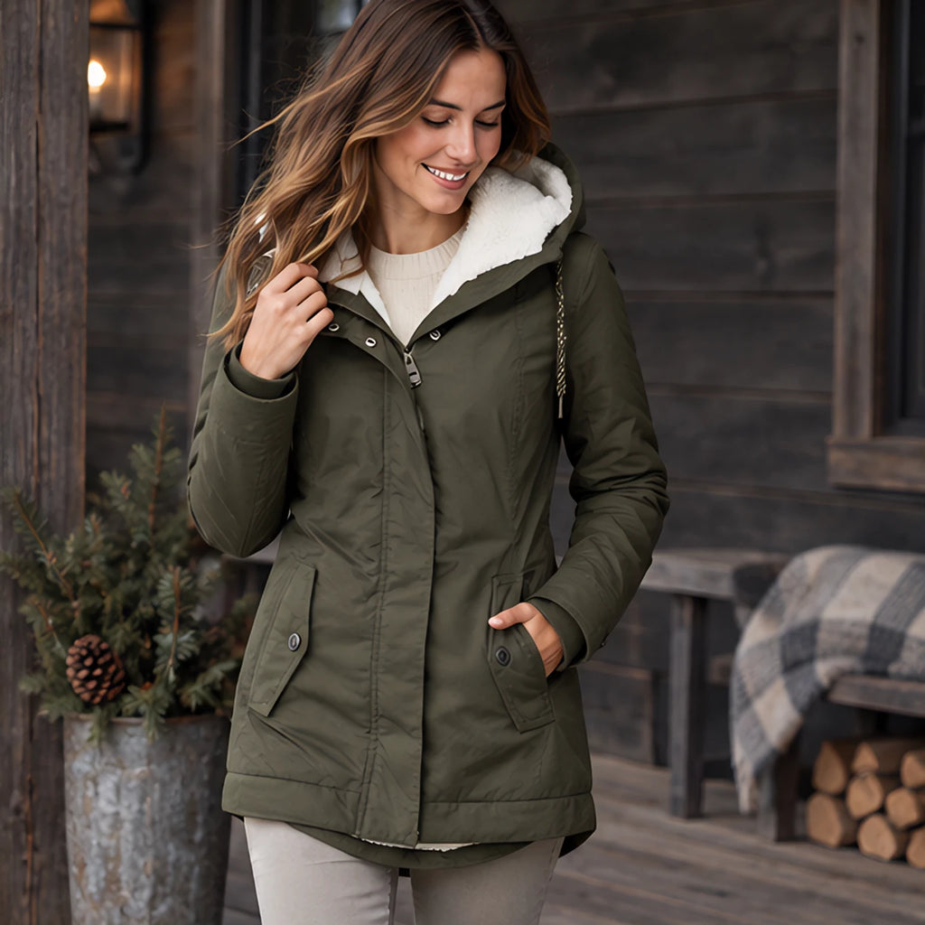 Rafaela Women's Sherpa Lined Parka - Army Green - 23 sept - Brondals - Image 2