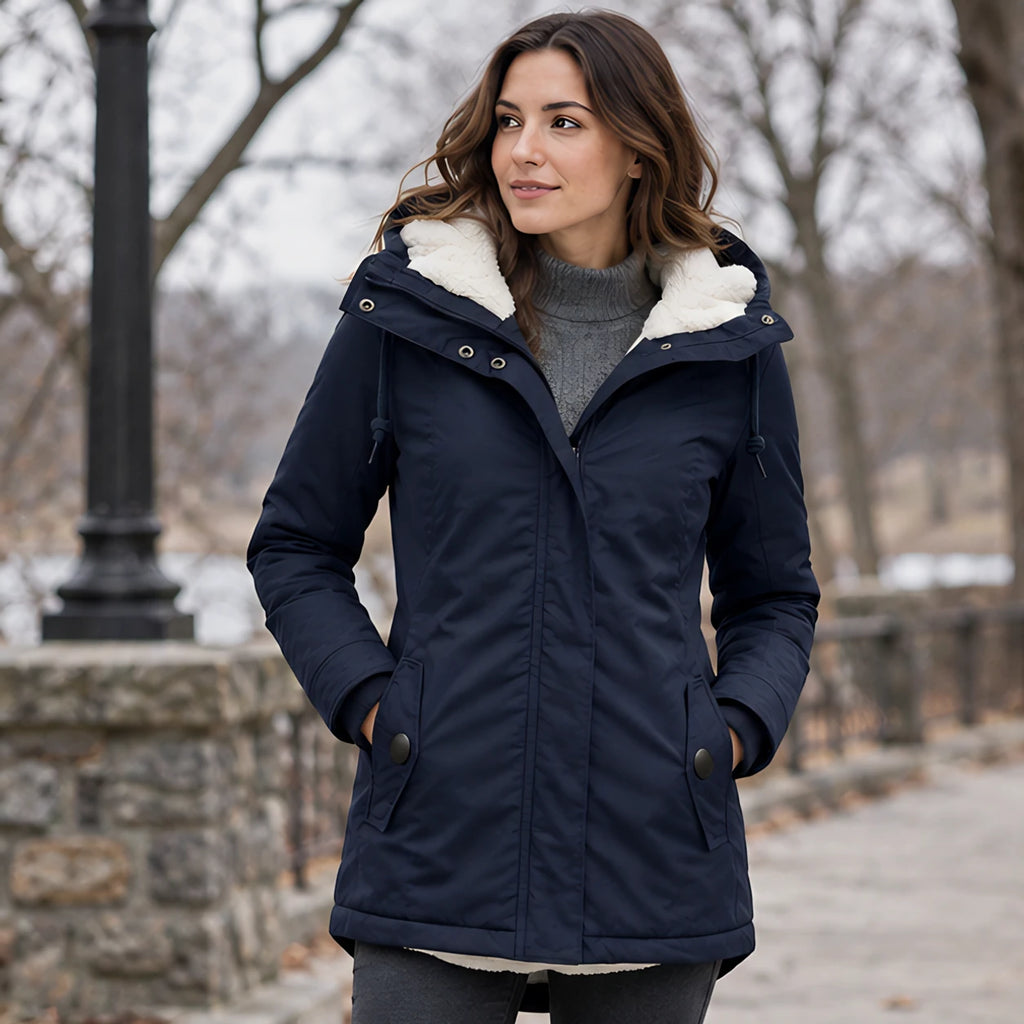 Rafaela Women's Sherpa Lined Parka - Navy - Women's Clothing > Outerwear > Parkas - Brondals - Image 1