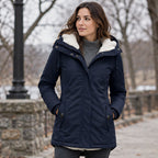 Rafaela Women's Sherpa Lined Parka - Navy - Women's Clothing > Outerwear > Parkas - Brondals - Image 1