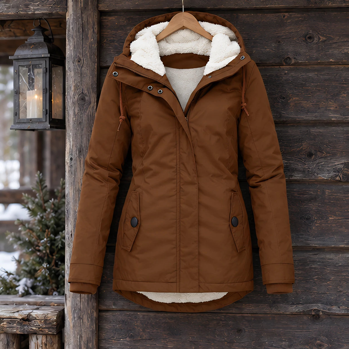 Rafaela Women's Sherpa Lined Parka - Brown - ai-processed - Brondals - Image 3