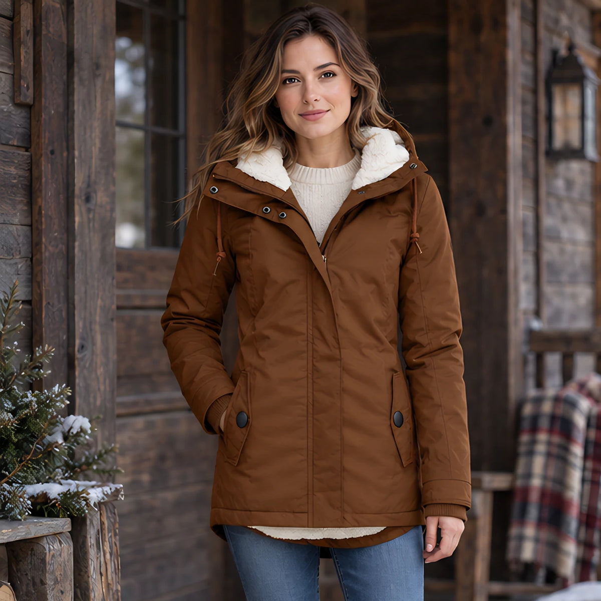 Rafaela Women's Sherpa Lined Parka - Brown - Women's Clothing > Outerwear > Parkas - Brondals - Image 1