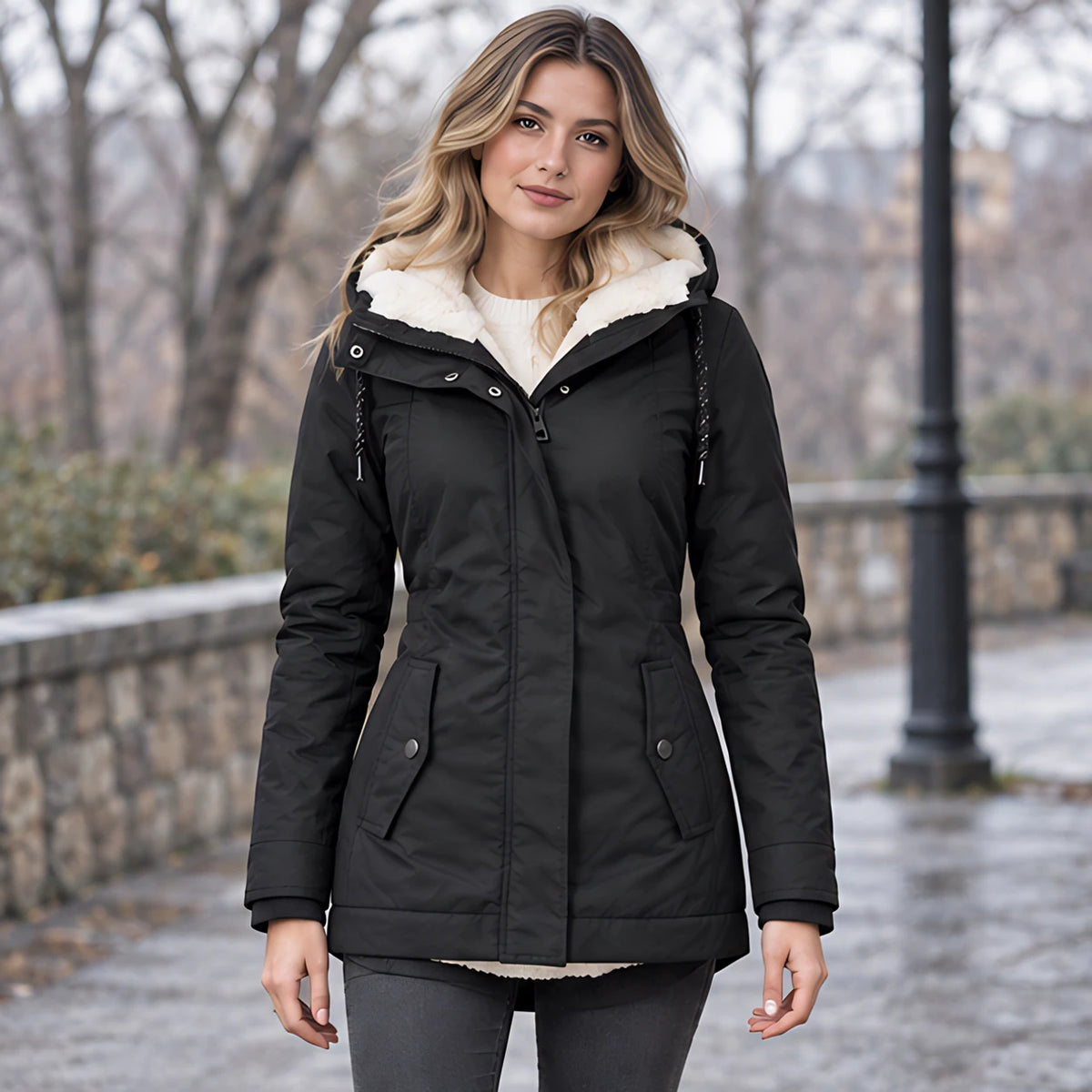 Rafaela Women's Sherpa Lined Parka - Black - Women's Clothing > Outerwear > Parkas - Brondals - Image 1