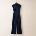 Raffaella High-Neck Sleeveless Wide-Leg Jumpsuit - Navy - Women's Clothing > Jumpsuits > Wide-Leg Jumpsuits - Brondals - Image 1
