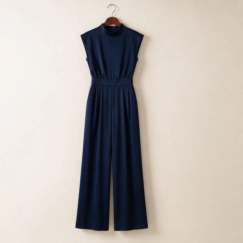 Raffaella High-Neck Sleeveless Wide-Leg Jumpsuit - Navy - Women's Clothing > Jumpsuits > Wide-Leg Jumpsuits - Brondals - Image 1