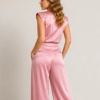 Raffaella High-Neck Sleeveless Wide-Leg Jumpsuit - Pink - Women's Jumpsuit - Brondals - Image 3