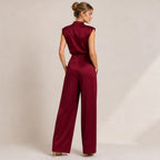 Raffaella High-Neck Sleeveless Wide-Leg Jumpsuit - Red - Women's Clothing > Jumpsuits > Wide-Leg Jumpsuits - Brondals - Image 5