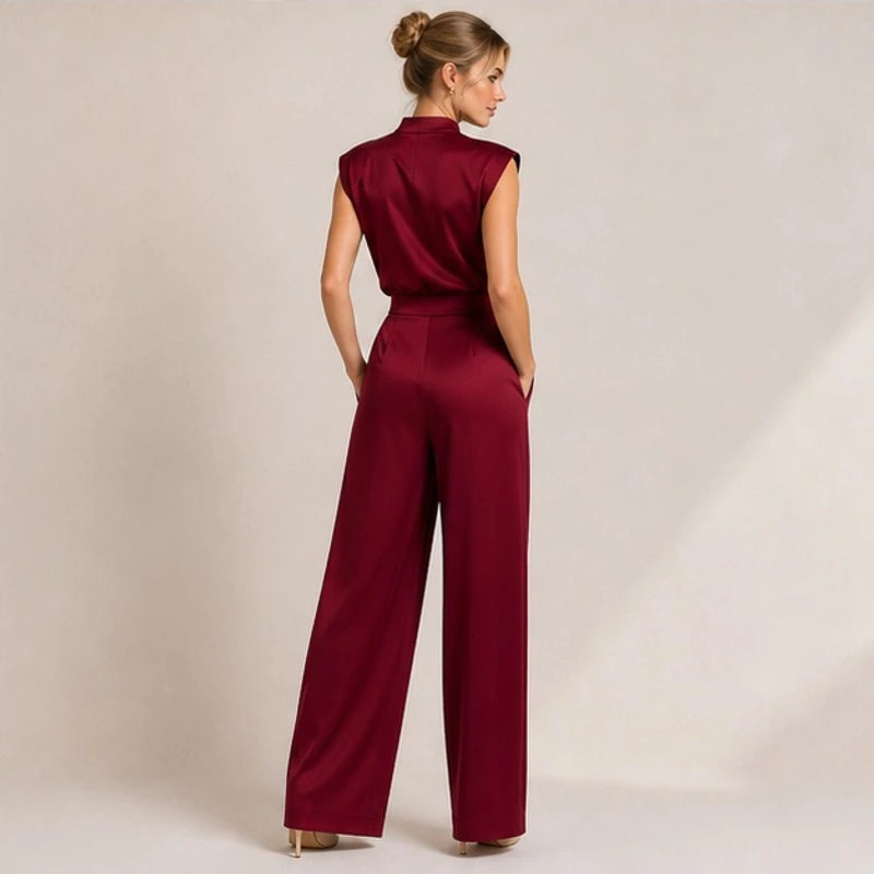 Raffaella High-Neck Sleeveless Wide-Leg Jumpsuit - Red - Women's Clothing > Jumpsuits > Wide-Leg Jumpsuits - Brondals - Image 5