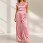 Raffaella High-Neck Sleeveless Wide-Leg Jumpsuit - Pink - Women's - Brondals - Image 2