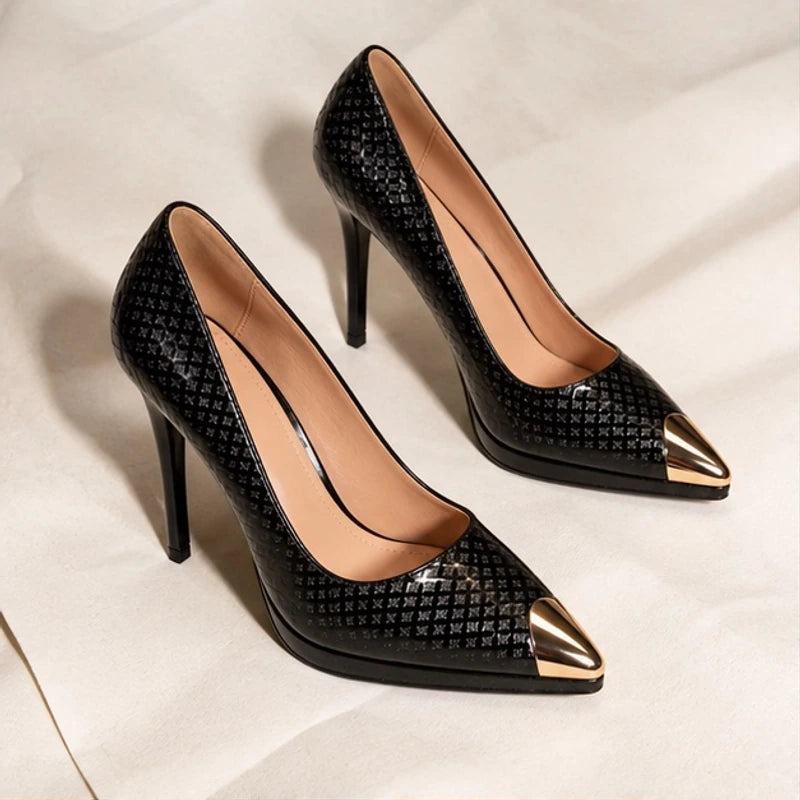 Renata Slim Stiletto Pointed-Toe Pumps - Jet - Footwear > Pumps > Platform Stiletto Pumps - Brondals - Image 1