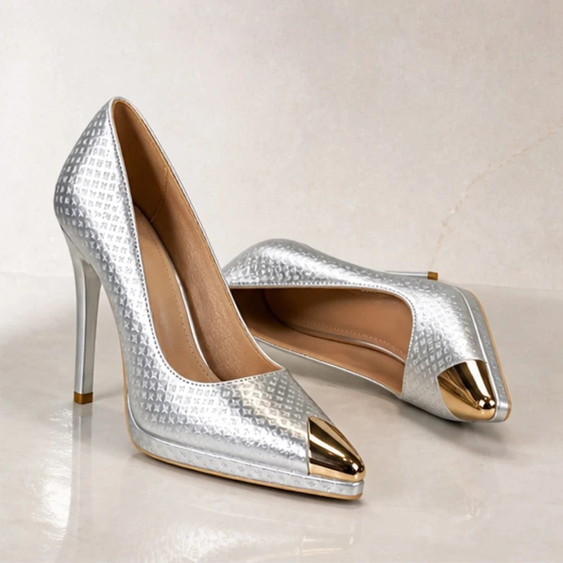 Renata Slim Stiletto Pointed-Toe Pumps - Sterling - Footwear > Pumps > Platform Stiletto Pumps - Brondals - Image 1