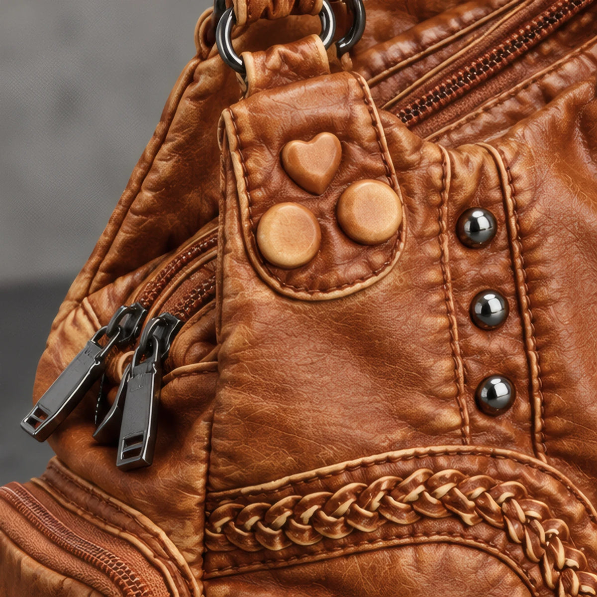 Rhiannon Boho Leather Handbag - Brown - shoulder bag - Brondals - Image 4