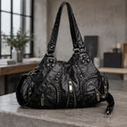 Rhiannon Boho Leather Handbag - Black - handbag - Brondals - Image 3