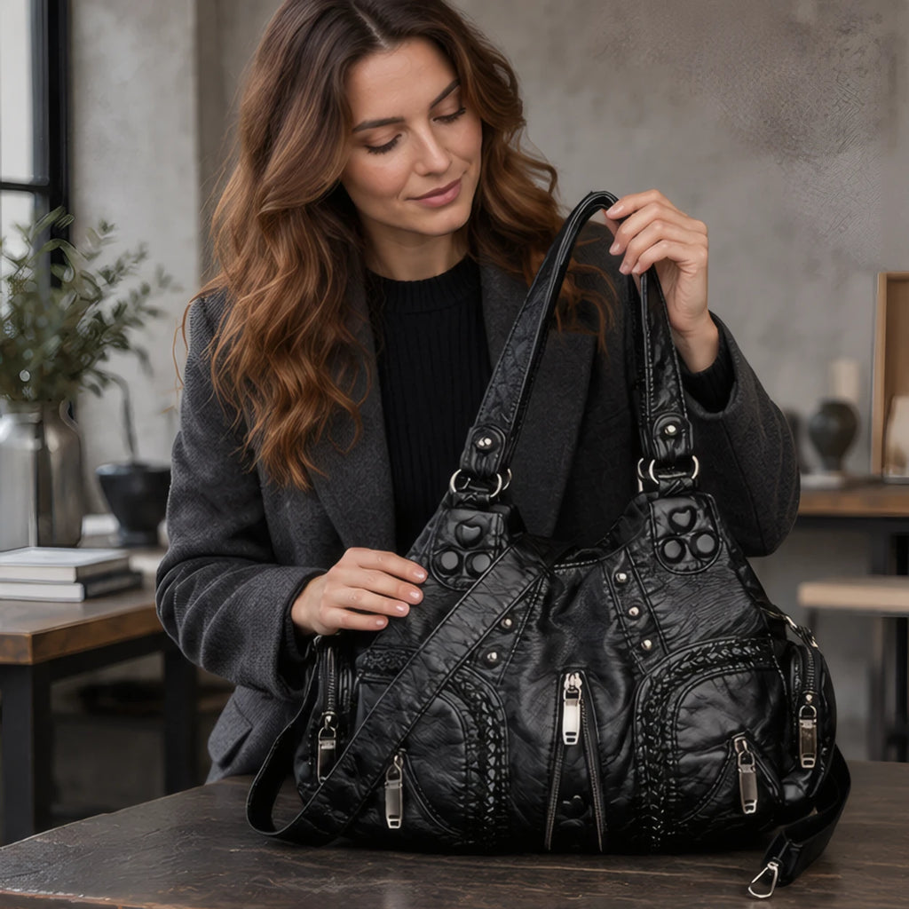 Rhiannon Boho Leather Handbag - Black - Accessories > Bags > Handbags - Brondals - Image 2