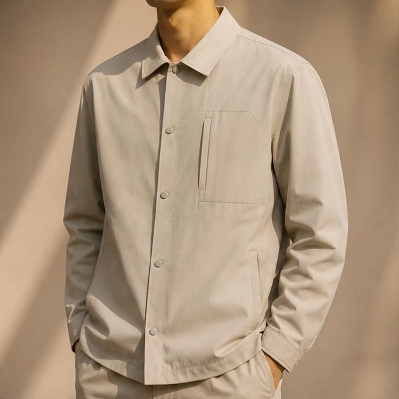 Ridley Structured Jacket - Beige - Clothing > Outerwear > Structured Collared Button-Front Jacket - Brondals - Image 2