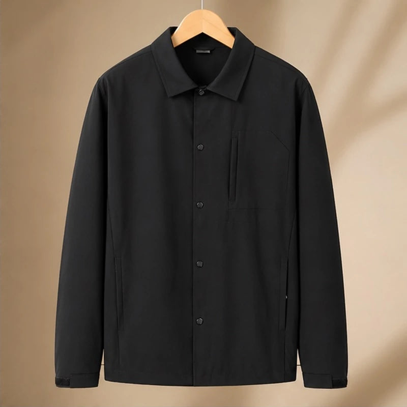 Ridley Structured Jacket - Black - Clothing > Outerwear > Structured Collared Button-Front Jacket - Brondals - Image 1