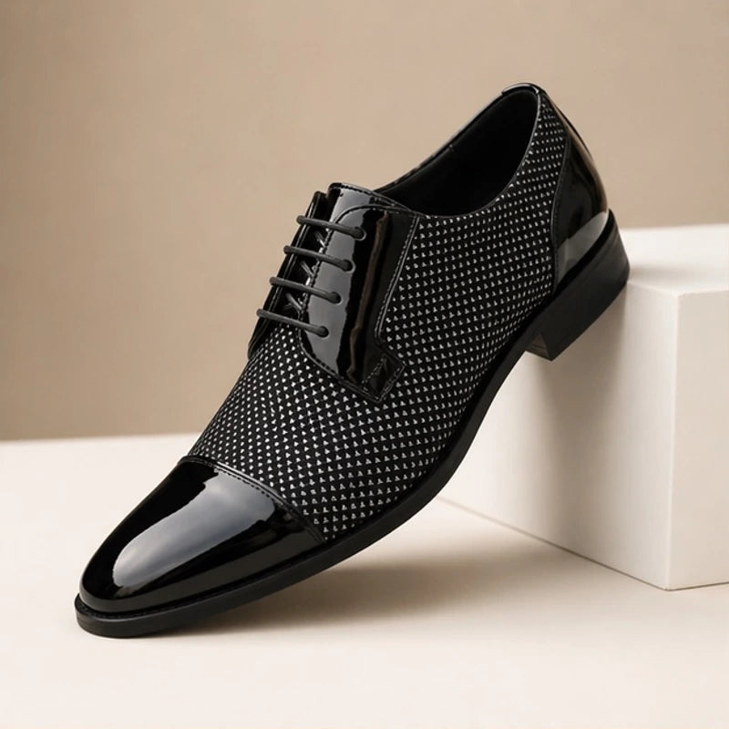 Rockwell Polished Oxford Dress Shoes - Black & White - Men's Footwear > Oxford Dress Shoes - Brondals - Image 1