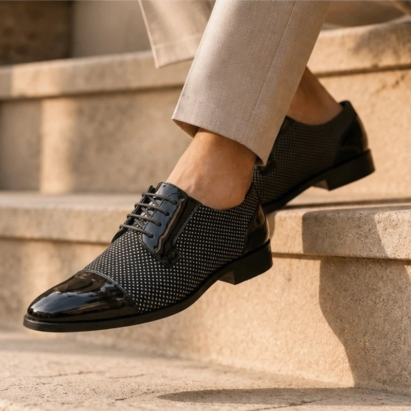 Rockwell Polished Oxford Dress Shoes - Black & White - Men's Footwear > Oxford Dress Shoes - Brondals - Image 3