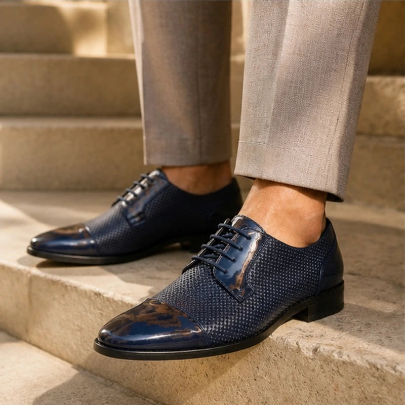 Rockwell Polished Oxford Dress Shoes - Blue - Men's Footwear > Oxford Dress Shoes - Brondals - Image 3