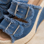 Romy Denim Wedge Sandals - Blue - Footwear > Sandals > Espadrille Wedge Sandals - Brondals - Image 1