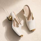 Rosalind Chain Block Heel - Pearl - Women's Footwear > Heels > Mule Heels - Brondals - Image 1