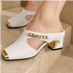 Rosalind Chain Block Heel - Pearl - mule heels - Brondals - Image 4