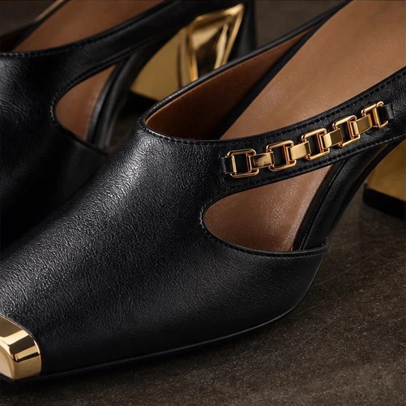 Rosalind Chain Block Heel - Noir - women's heels - Brondals - Image 2