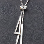 Rosamund Double Triangle Tassel Lariat Necklace - Silver - jewelry - Brondals - Image 3