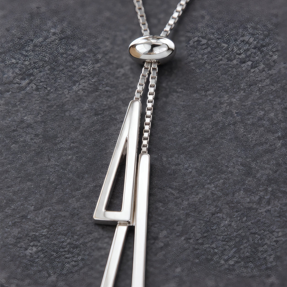 Rosamund Double Triangle Tassel Lariat Necklace - Silver - jewelry - Brondals - Image 3