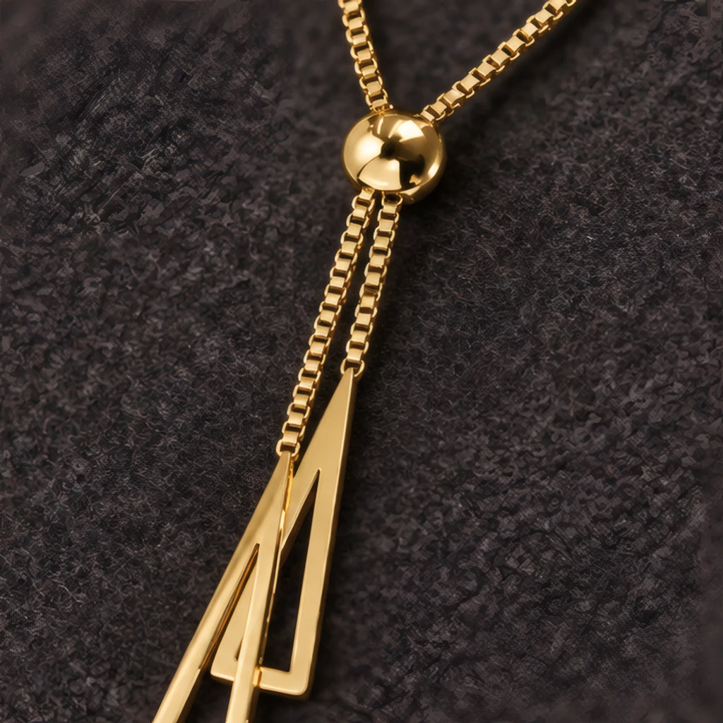 Rosamund Double Triangle Tassel Lariat Necklace - Gold - jewelry - Brondals - Image 3