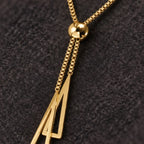 Rosamund Double Triangle Tassel Lariat Necklace - Gold - jewelry - Brondals - Image 3