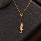 Rosamund Double Triangle Tassel Lariat Necklace - Gold - Jewelry > Necklaces > Lariat Necklaces - Brondals - Image 2