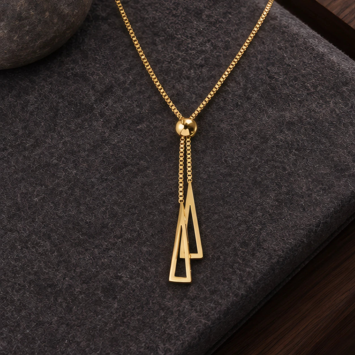 Rosamund Double Triangle Tassel Lariat Necklace - Gold - Jewelry > Necklaces > Lariat Necklaces - Brondals - Image 2