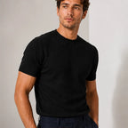 Roscoe Lightweight Textured Knit T-Shirt - Black - Men's - Brondals - Image 2