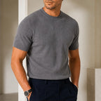 Roscoe Lightweight Textured Knit T-Shirt - Gray - Men's Shirt - Brondals - Image 3