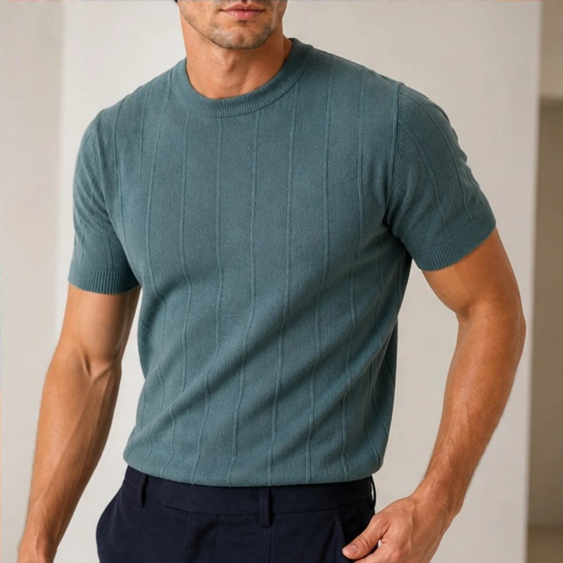 Roscoe Lightweight Textured Knit T-Shirt - Green - Men's Clothing > T-Shirts > Knit T-Shirts - Brondals - Image 5