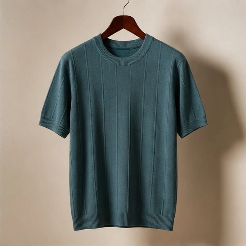 Roscoe Lightweight Textured Knit T-Shirt - Green - Men's Clothing > T-Shirts > Knit T-Shirts - Brondals - Image 1