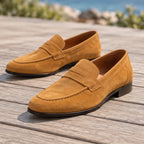 Royce Men's Suede Penny Loafers - Mustard Yellow - colour:beige - Brondals - Image 3