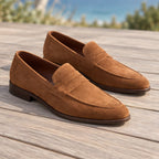 Royce Men's Suede Penny Loafers - Tan - colour:beige - Brondals - Image 3