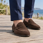 Royce Men's Suede Penny Loafers - Dark Brown - Men's Footwear > Loafers > Penny Loafers - Brondals - Image 1