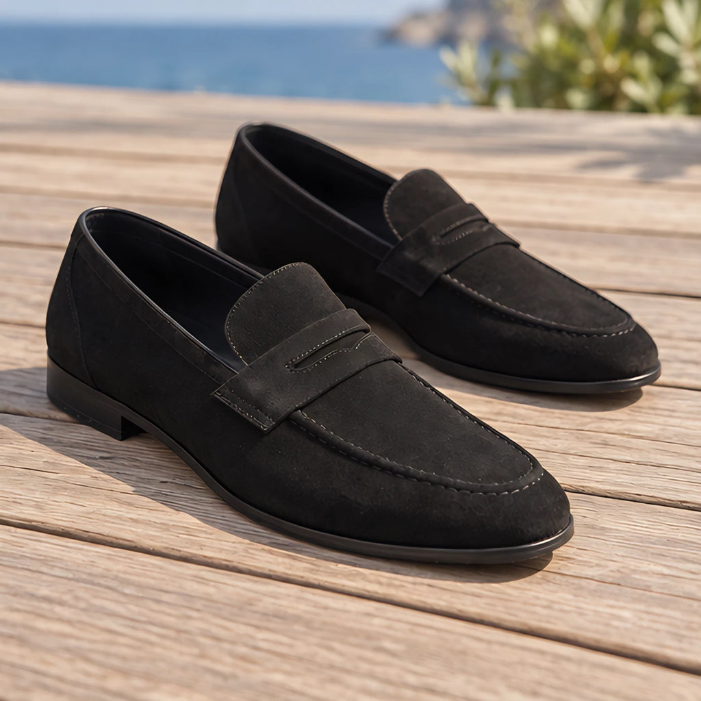 Royce Men's Suede Penny Loafers - Black - colour:beige - Brondals - Image 3