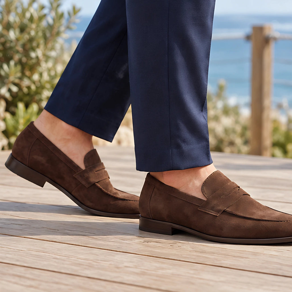 Royce Men's Suede Penny Loafers - Brown - Catalog Group: Footwear - Brondals - Image 2