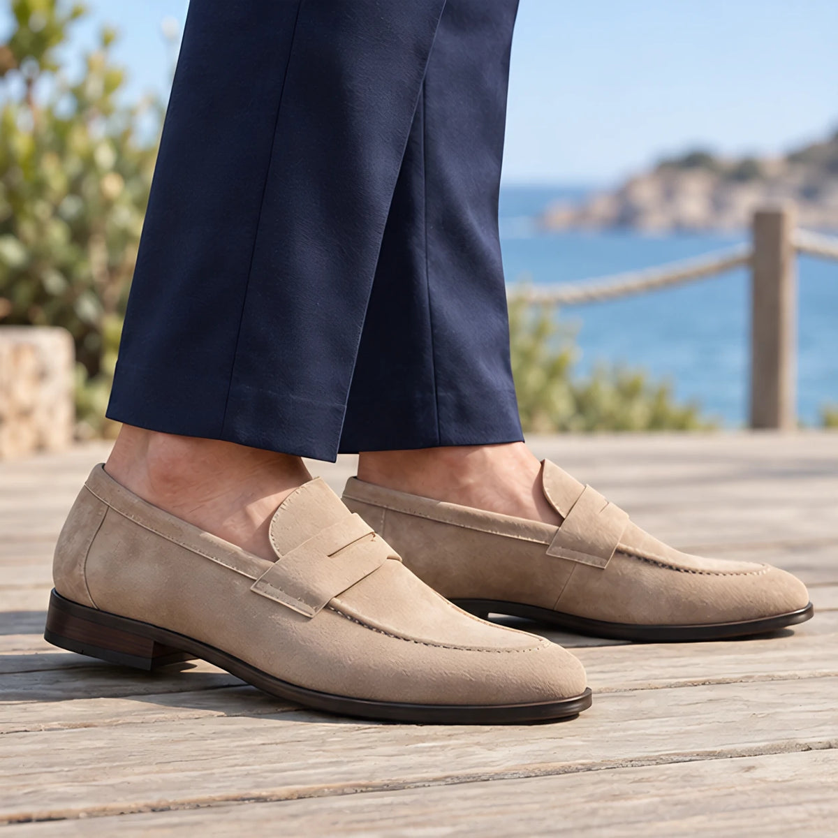 Royce Men's Suede Penny Loafers - Beige - Catalog Group: Footwear - Brondals - Image 2