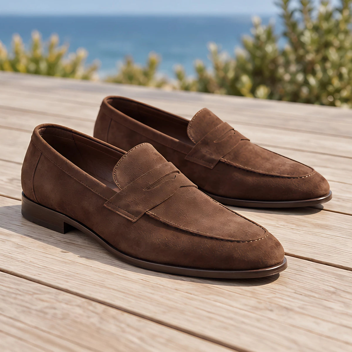 Royce Men's Suede Penny Loafers - Brown - colour:beige - Brondals - Image 3