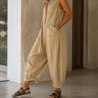 Saffron Cropped Wide-Leg Jumpsuit - Khaki - Women's Clothing > Jumpsuits > Cargo Jumpsuits - Brondals - Image 1