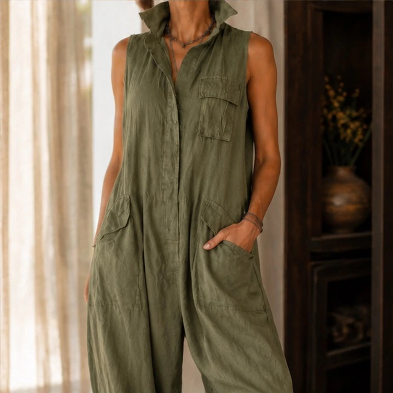 Saffron Cropped Wide-Leg Jumpsuit - Green - Catalog Group: Clothing - Brondals - Image 2