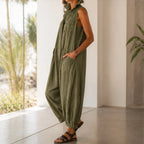 Saffron Cropped Wide-Leg Jumpsuit - Green - Women's Clothing > Jumpsuits > Cargo Jumpsuits - Brondals - Image 1