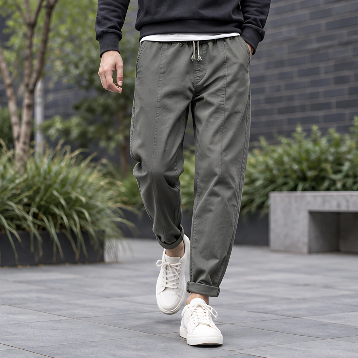 Saxon Men's Cuffed Tapered Jogger Pants - Olive - Men's Clothing > Pants > Jogger Pants - Brondals - Image 2