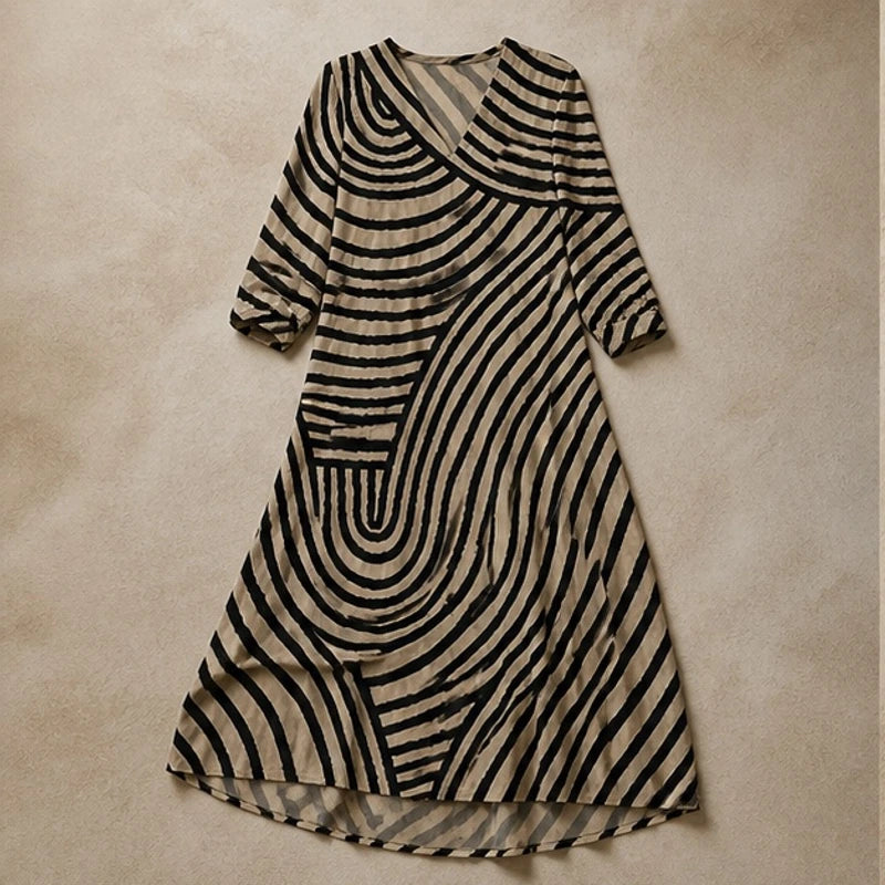 Serafina Abstract Midi Dress - Multicolor - Women's Clothing > Dresses > Midi Dresses - Brondals - Image 1